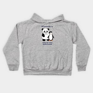 Friendship, panda and penguin Kids Hoodie